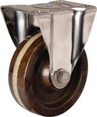Hamilton - 4" Diam x 1-1/4" Wide x 5-1/8" OAH Top Plate Mount Rigid Caster - Phenolic, 300 Lb Capacity, Plain Bore Bearing, 2-3/8 x 3-5/8" Plate - Eagle Tool & Supply