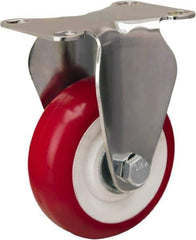 Hamilton - 3-1/2" Diam x 1-3/8" Wide x 4-7/8" OAH Top Plate Mount Rigid Caster - Polyurethane Mold on Polypropylene, 325 Lb Capacity, Delrin Bearing, 2-3/8 x 3-5/8" Plate - Eagle Tool & Supply