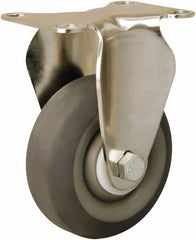 Hamilton - 3-1/2" Diam x 1-3/8" Wide x 4-7/8" OAH Top Plate Mount Rigid Caster - Rubber Mold on Polyolefin, 240 Lb Capacity, Delrin Bearing, 2-3/8 x 3-5/8" Plate - Eagle Tool & Supply