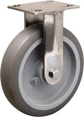 Hamilton - 8" Diam x 2" Wide x 9-1/2" OAH Top Plate Mount Rigid Caster - Rubber Mold on Polyolefin, 500 Lb Capacity, Delrin Bearing, 3-3/4 x 4-1/2" Plate - Eagle Tool & Supply