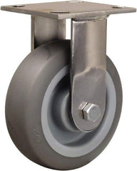 Hamilton - 6" Diam x 2" Wide x 7-1/2" OAH Top Plate Mount Rigid Caster - Rubber Mold on Polyolefin, 410 Lb Capacity, Delrin Bearing, 3-3/4 x 4-1/2" Plate - Eagle Tool & Supply