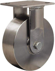 Hamilton - 6" Diam x 2" Wide x 7-1/2" OAH Top Plate Mount Rigid Caster - Forged Steel, 800 Lb Capacity, Plain Bore Bearing, 3-3/4 x 4-1/2" Plate - Eagle Tool & Supply