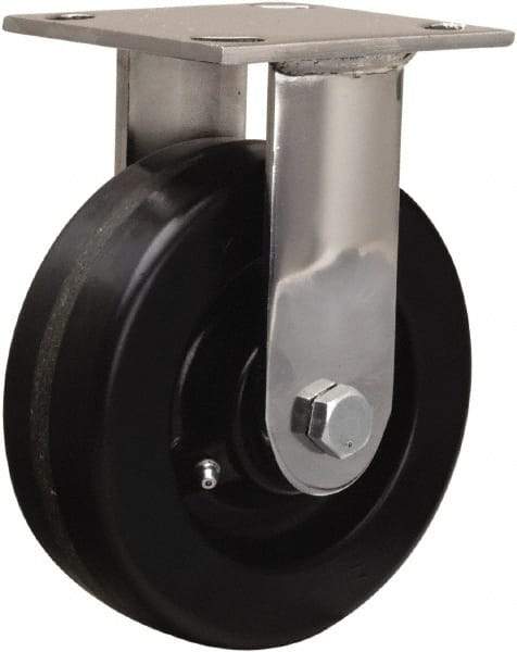 Hamilton - 6" Diam x 2" Wide x 7-1/2" OAH Top Plate Mount Rigid Caster - Phenolic, 800 Lb Capacity, Delrin Bearing, 3-3/4 x 4-1/2" Plate - Eagle Tool & Supply