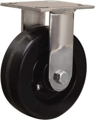 Hamilton - 6" Diam x 2" Wide x 7-1/2" OAH Top Plate Mount Rigid Caster - Phenolic, 800 Lb Capacity, Delrin Bearing, 3-3/4 x 4-1/2" Plate - Eagle Tool & Supply