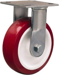 Hamilton - 6" Diam x 2" Wide x 7-1/2" OAH Top Plate Mount Rigid Caster - Polyurethane Mold on Polypropylene, 800 Lb Capacity, Delrin Bearing, 3-3/4 x 4-1/2" Plate - Eagle Tool & Supply
