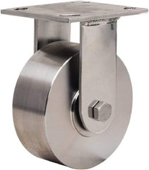 Hamilton - 5" Diam x 2" Wide x 6-1/2" OAH Top Plate Mount Rigid Caster - Forged Steel, 800 Lb Capacity, Plain Bore Bearing, 3-3/4 x 4-1/2" Plate - Eagle Tool & Supply