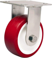 Hamilton - 5" Diam x 2" Wide x 6-1/2" OAH Top Plate Mount Rigid Caster - Polyurethane Mold on Polypropylene, 800 Lb Capacity, Delrin Bearing, 3-3/4 x 4-1/2" Plate - Eagle Tool & Supply