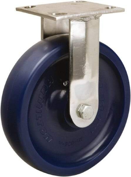 Hamilton - 8" Diam x 2" Wide x 9-1/2" OAH Top Plate Mount Rigid Caster - Polyurethane, 800 Lb Capacity, Delrin Bearing, 3-3/4 x 4-1/2" Plate - Eagle Tool & Supply