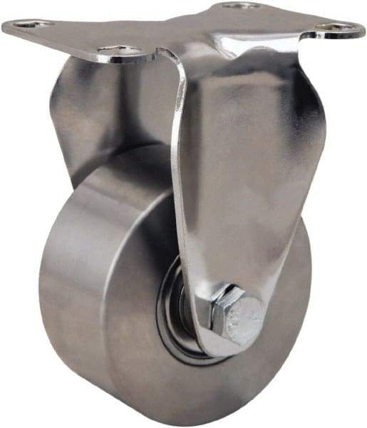 Hamilton - 3" Diam x 1-3/8" Wide x 4-5/8" OAH Top Plate Mount Rigid Caster - Forged Steel, 325 Lb Capacity, Stainless Steel Precision Ball Bearing, 2-3/8 x 3-5/8" Plate - Eagle Tool & Supply