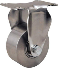 Hamilton - 3" Diam x 1-3/8" Wide x 4-5/8" OAH Top Plate Mount Rigid Caster - Forged Steel, 325 Lb Capacity, Stainless Steel Precision Ball Bearing, 2-3/8 x 3-5/8" Plate - Eagle Tool & Supply