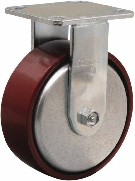 Hamilton - 6" Diam x 2" Wide x 7-1/2" OAH Top Plate Mount Rigid Caster - Cast Iron, 800 Lb Capacity, Sealed Precision Ball Bearing, 4 x 4-1/2" Plate - Eagle Tool & Supply