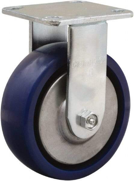 Hamilton - 6" Diam x 2" Wide x 7-1/2" OAH Top Plate Mount Rigid Caster - Polyurethane, 900 Lb Capacity, Sealed Precision Ball Bearing, 4 x 4-1/2" Plate - Eagle Tool & Supply