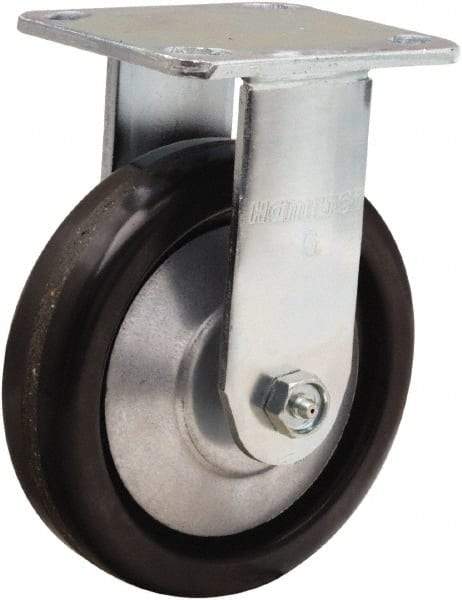 Hamilton - 6" Diam x 1-1/2" Wide x 7-1/2" OAH Top Plate Mount Rigid Caster - Phenolic, 800 Lb Capacity, Straight Roller Bearing, 4 x 4-1/2" Plate - Eagle Tool & Supply