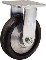 Hamilton - 6" Diam x 1-1/2" Wide x 7-1/2" OAH Top Plate Mount Rigid Caster - Phenolic, 800 Lb Capacity, Straight Roller Bearing, 4 x 4-1/2" Plate - Eagle Tool & Supply