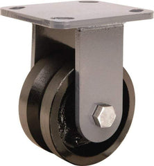 Hamilton - 4" Diam x 2" Wide, Iron Rigid Caster - 800 Lb Capacity, Top Plate Mount, 4" x 4-1/2" Plate, Straight Roller Bearing - Eagle Tool & Supply