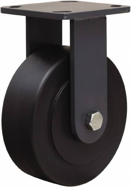 Hamilton - 6" Diam x 2" Wide x 7-1/2" OAH Top Plate Mount Rigid Caster - Nylon, 2,000 Lb Capacity, Sealed Precision Ball Bearing, 4 x 4-1/2" Plate - Eagle Tool & Supply