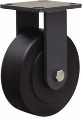 Hamilton - 6" Diam x 2" Wide x 7-1/2" OAH Top Plate Mount Rigid Caster - Nylon, 2,000 Lb Capacity, Sealed Precision Ball Bearing, 4 x 4-1/2" Plate - Eagle Tool & Supply