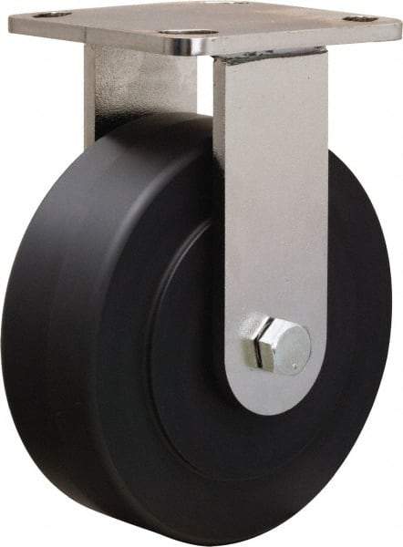 Hamilton - 6" Diam x 2" Wide x 7-1/2" OAH Top Plate Mount Rigid Caster - Nylon, 1,600 Lb Capacity, Stainless Steel Double Shielded Precision Ball Bearing, 4 x 4-1/2" Plate - Eagle Tool & Supply