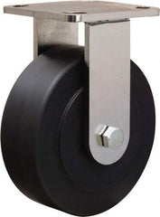 Hamilton - 6" Diam x 2" Wide x 7-1/2" OAH Top Plate Mount Rigid Caster - Nylon, 1,600 Lb Capacity, Stainless Steel Double Shielded Precision Ball Bearing, 4 x 4-1/2" Plate - Eagle Tool & Supply