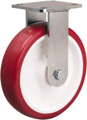 Hamilton - 8" Diam x 2" Wide x 9-1/2" OAH Top Plate Mount Rigid Caster - Polyurethane Mold on Polypropylene, 1,000 Lb Capacity, Delrin Bearing, 4 x 4-1/2" Plate - Eagle Tool & Supply