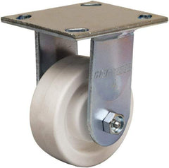 Hamilton - 4" Diam x 1-1/2" Wide x 5-5/8" OAH Top Plate Mount Rigid Caster - Polyolefin, 400 Lb Capacity, Delrin Bearing, 4 x 4-1/2" Plate - Eagle Tool & Supply