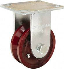 Hamilton - 4" Diam x 1-1/2" Wide, Iron Rigid Caster - 550 Lb Capacity, Top Plate Mount, 4" x 4-1/2" Plate, Straight Roller Bearing - Eagle Tool & Supply