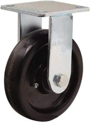 Hamilton - 6" Diam x 1-1/2" Wide x 7-1/2" OAH Top Plate Mount Rigid Caster - Phenolic, 550 Lb Capacity, Straight Roller Bearing, 4 x 4-1/2" Plate - Eagle Tool & Supply