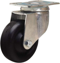Hamilton - 3-1/2" Diam x 1-3/8" Wide x 4-13/16" OAH Top Plate Mount Swivel Caster - Polyolefin, 260 Lb Capacity, Plain Bore Bearing, 2-1/2 x 3-3/4" Plate - Eagle Tool & Supply