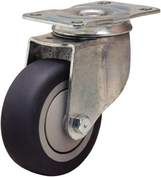 Hamilton - 3-1/2" Diam x 1-3/8" Wide x 4-13/16" OAH Top Plate Mount Swivel Caster - Rubber Mold on Polyolefin, 240 Lb Capacity, Precision Ball Bearing, 2-1/2 x 3-3/4" Plate - Eagle Tool & Supply