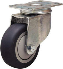 Hamilton - 3-1/2" Diam x 1-3/8" Wide x 4-13/16" OAH Top Plate Mount Swivel Caster - Rubber Mold on Polyolefin, 240 Lb Capacity, Precision Ball Bearing, 2-1/2 x 3-3/4" Plate - Eagle Tool & Supply