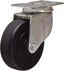Hamilton - 4" Diam x 1-1/4" Wide x 5" OAH Top Plate Mount Swivel Caster - Hard Rubber, 250 Lb Capacity, Self-Lubricating Bearing, 2-1/2 x 3-3/4" Plate - Eagle Tool & Supply