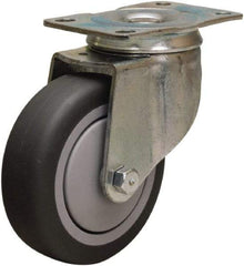 Hamilton - 4" Diam x 1-3/8" Wide x 5" OAH Top Plate Mount Swivel Caster - Rubber Mold on Polyolefin, 250 Lb Capacity, Precision Ball Bearing, 2-1/2 x 3-3/4" Plate - Eagle Tool & Supply