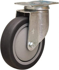 Hamilton - 5" Diam x 1-3/8" Wide x 6-1/16" OAH Top Plate Mount Swivel Caster - Rubber Mold on Polyolefin, 275 Lb Capacity, Precision Ball Bearing, 2-1/2 x 3-3/4" Plate - Eagle Tool & Supply