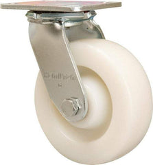 Hamilton - 6" Diam x 2" Wide x 7-1/2" OAH Top Plate Mount Swivel Caster - Nylon, 1,000 Lb Capacity, Sealed Precision Ball Bearing, 4 x 4-1/2" Plate - Eagle Tool & Supply