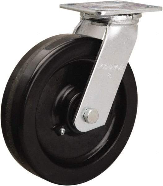 Hamilton - 8" Diam x 2" Wide x 9-1/2" OAH Top Plate Mount Swivel Caster - Phenolic, 900 Lb Capacity, Straight Roller Bearing, 4 x 4-1/2" Plate - Eagle Tool & Supply