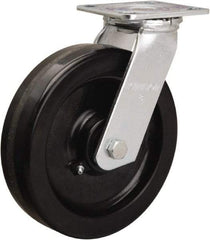 Hamilton - 8" Diam x 2" Wide x 9-1/2" OAH Top Plate Mount Swivel Caster - Phenolic, 900 Lb Capacity, Straight Roller Bearing, 4 x 4-1/2" Plate - Eagle Tool & Supply