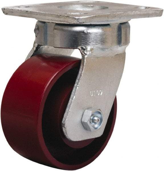 Hamilton - 4" Diam x 2" Wide x 5-5/8" OAH Top Plate Mount Swivel Caster - Cast Iron, 1,000 Lb Capacity, Sealed Precision Ball Bearing, 4 x 4-1/2" Plate - Eagle Tool & Supply