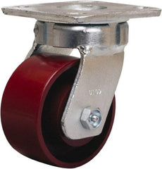 Hamilton - 4" Diam x 2" Wide x 5-5/8" OAH Top Plate Mount Swivel Caster - Cast Iron, 1,000 Lb Capacity, Sealed Precision Ball Bearing, 4 x 4-1/2" Plate - Eagle Tool & Supply