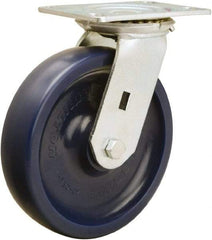 Hamilton - 8" Diam x 2" Wide x 9-1/2" OAH Top Plate Mount Swivel Caster - Polyurethane, 1,500 Lb Capacity, Sealed Precision Ball Bearing, 4-1/2 x 6-1/4" Plate - Eagle Tool & Supply