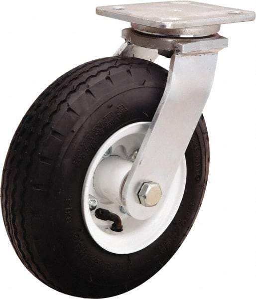 Hamilton - 8" Diam, Rubber Swivel Caster - 330 Lb Capacity, Top Plate Mount, 4" x 5" Plate, Precision Ball Bearing - Eagle Tool & Supply
