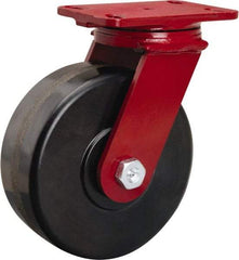 Hamilton - 8" Diam x 3" Wide x 10-1/8" OAH Top Plate Mount Swivel Caster - Phenolic, 2,200 Lb Capacity, Straight Roller Bearing, 4-1/2 x 6-1/2" Plate - Eagle Tool & Supply