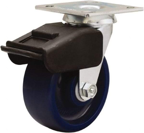 Hamilton - 5" Diam x 2" Wide x 6-1/2" OAH Top Plate Mount Swivel Caster - Polyurethane, 850 Lb Capacity, Precision Ball Bearing, 4 x 4-1/2" Plate - Eagle Tool & Supply