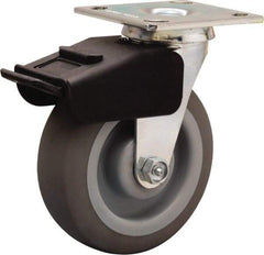 Hamilton - 6" Diam x 2" Wide x 7-1/2" OAH Top Plate Mount Swivel Caster - Rubber Mold on Polyolefin, 410 Lb Capacity, Straight Roller Bearing, 4 x 4-1/2" Plate - Eagle Tool & Supply