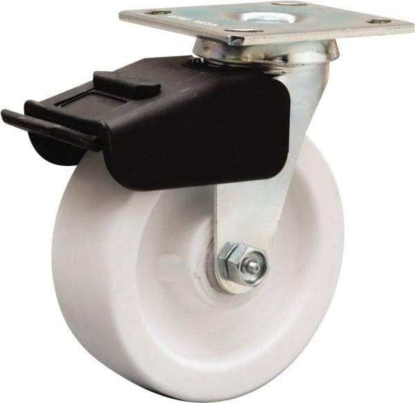 Hamilton - 6" Diam x 2" Wide x 7-1/2" OAH Top Plate Mount Swivel Caster - Polyolefin, 750 Lb Capacity, Delrin Bearing, 4 x 4-1/2" Plate - Eagle Tool & Supply