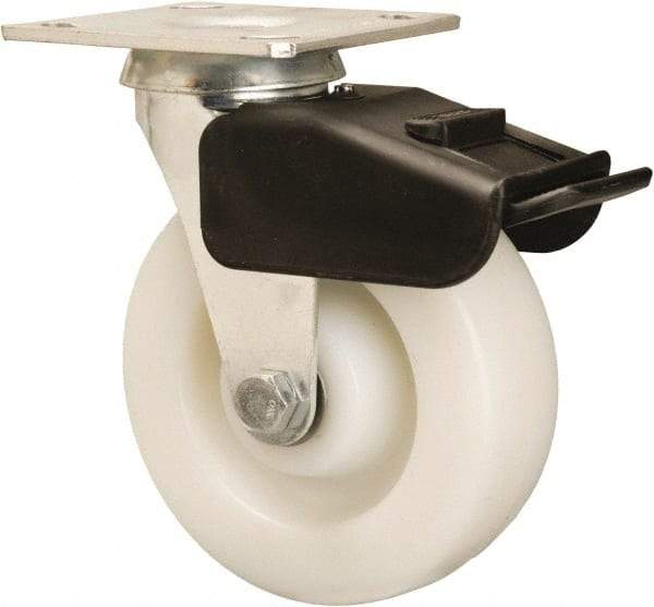 Hamilton - 6" Diam x 2" Wide x 7-1/2" OAH Top Plate Mount Swivel Caster - Nylon, 850 Lb Capacity, Precision Ball Bearing, 4 x 4-1/2" Plate - Eagle Tool & Supply