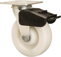 Hamilton - 6" Diam x 2" Wide x 7-1/2" OAH Top Plate Mount Swivel Caster - Nylon, 850 Lb Capacity, Precision Ball Bearing, 4 x 4-1/2" Plate - Eagle Tool & Supply