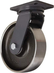 Hamilton - 10" Diam x 3" Wide x 12-1/2" OAH Top Plate Mount Swivel Caster - Forged Steel, 3,500 Lb Capacity, Sealed Precision Ball Bearing, 5-1/4 x 7-1/4" Plate - Eagle Tool & Supply