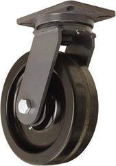 Hamilton - 10" Diam x 3" Wide x 12-1/2" OAH Top Plate Mount Swivel Caster - Phenolic, 2,900 Lb Capacity, Tapered Roller Bearing, 5-1/4 x 7-1/4" Plate - Eagle Tool & Supply