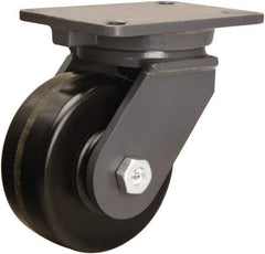Hamilton - 6" Diam x 2-1/2" Wide x 8" OAH Top Plate Mount Swivel Caster - Phenolic, 1,800 Lb Capacity, Tapered Roller Bearing, 5-1/4 x 7-1/4" Plate - Eagle Tool & Supply
