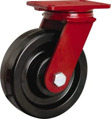 Hamilton - 8" Diam x 2-1/2" Wide x 10-1/8" OAH Top Plate Mount Swivel Caster - Phenolic, 2,000 Lb Capacity, Tapered Roller Bearing, 4-1/2 x 6-1/2" Plate - Eagle Tool & Supply